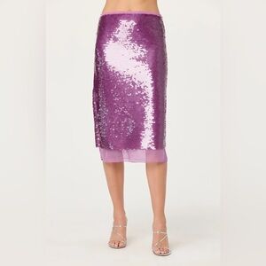 ASTR
SHIRIN MIDI SKIRT | LILAC SEQUIN